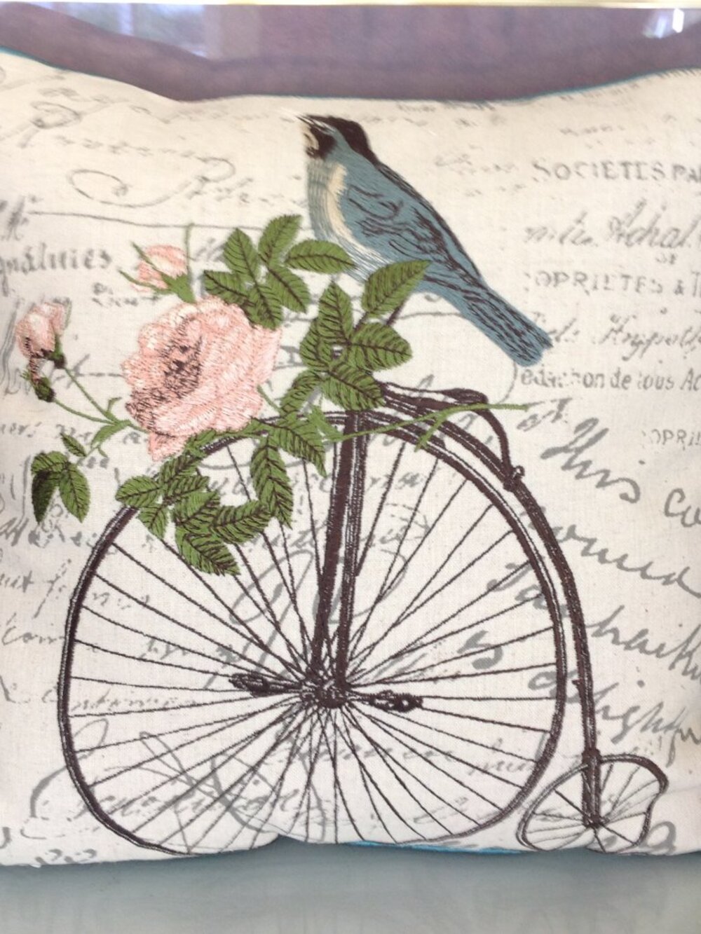 Decorative Throw Pillow featuring a vintage bicycle Illustration